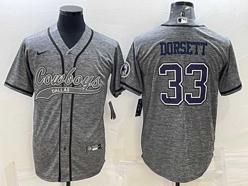 Men%27s Dallas Cowboys #33 Tony Dorsett Grey Gridiron With Patch Cool Base Stitched Baseball Jersey->dallas cowboys->NFL Jersey